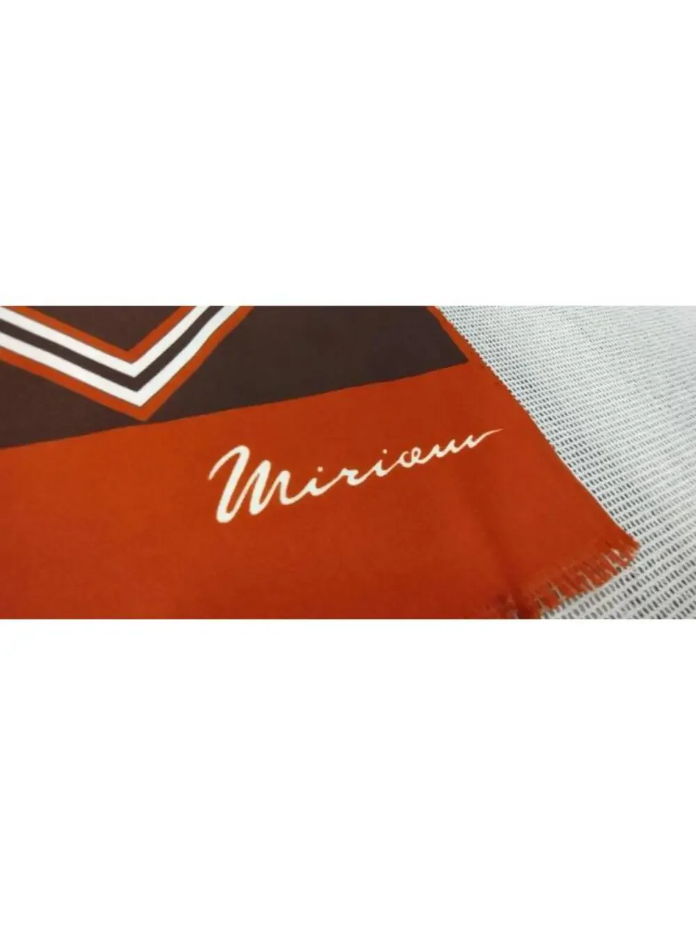 Vintage 70s Miriceu Eureopean Abstract Long Scarf Terra Brown Geometric Diamonds
